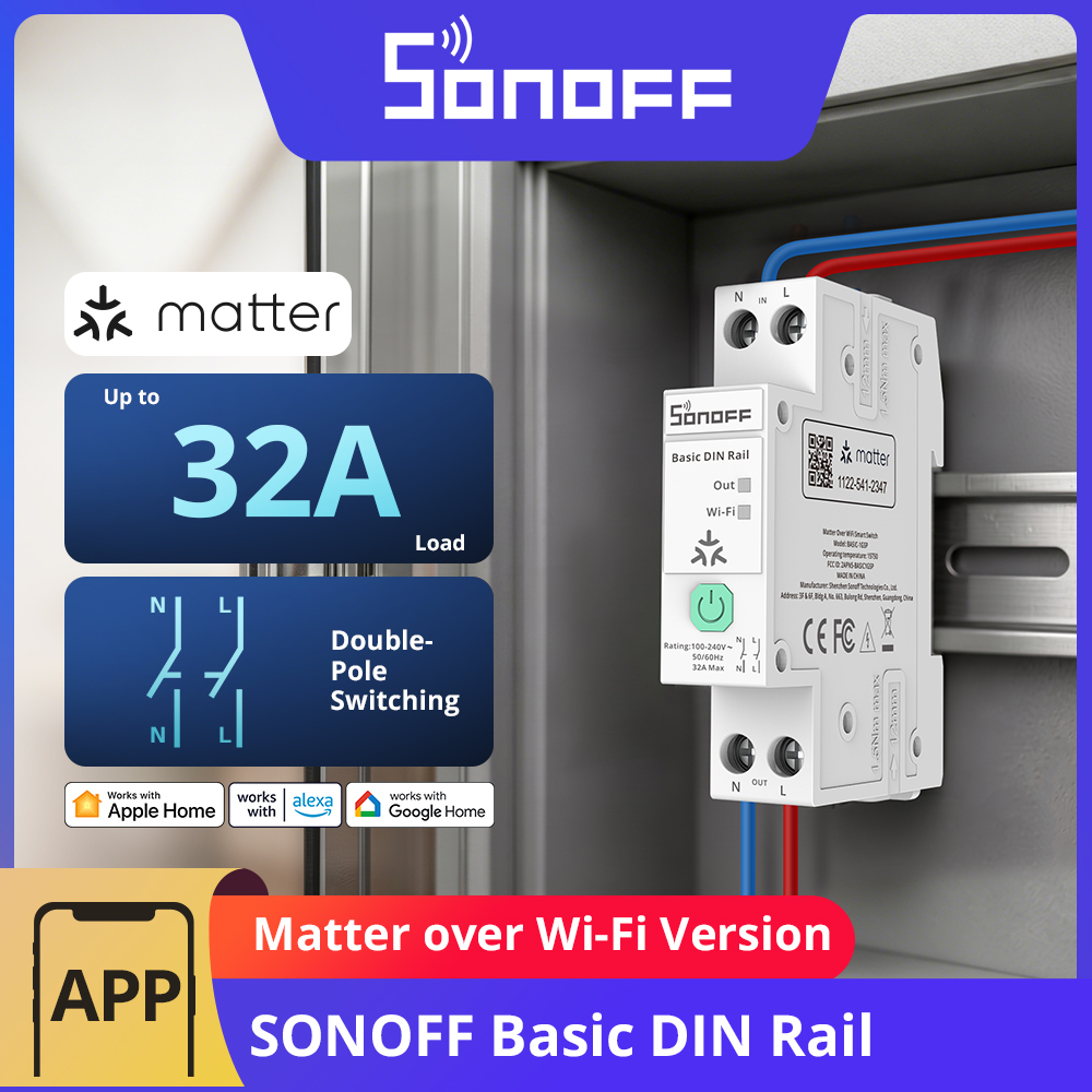 Sonoff Basic - SONOFF BASIC-1GSP Interruptor de Trilho DIN