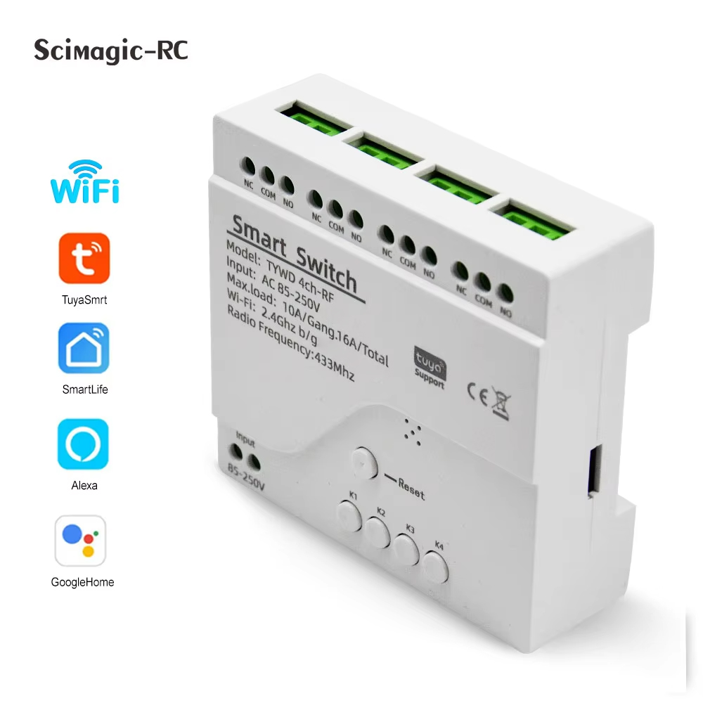 Tuya 4 Channel - Interruptor inteligente tuya 4ch módulo de