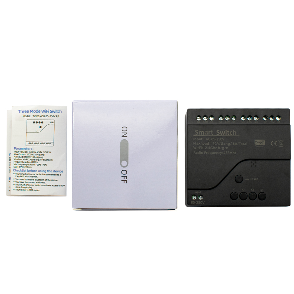 Estilo preto tuya 4ch wifi mód - Tuya 4 Channel avaliação e preço